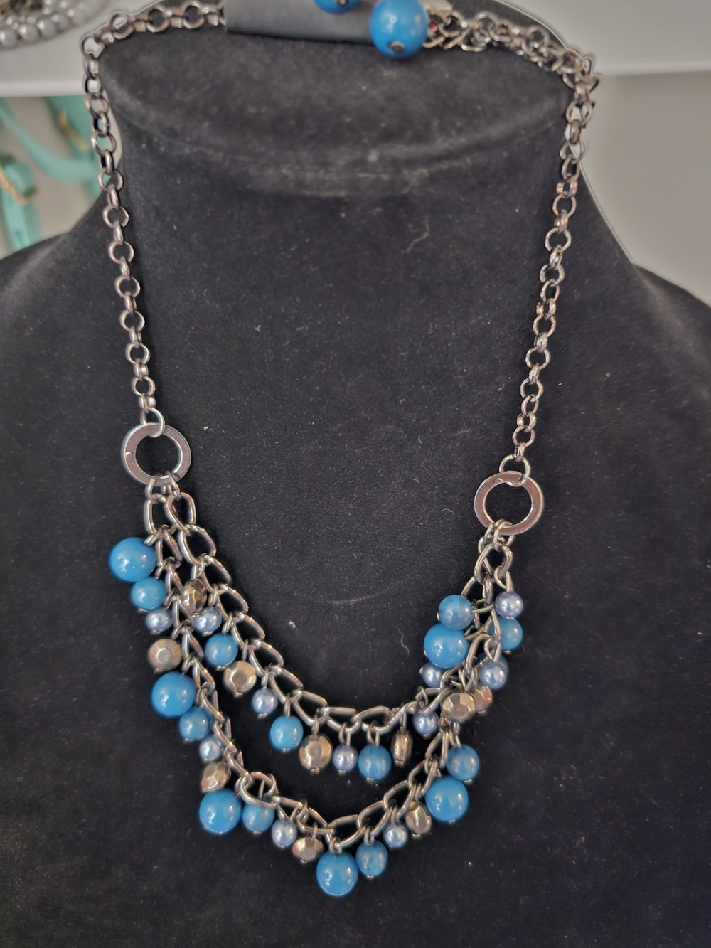 paparazzi Blue Multi-Chain Beaded Necklace